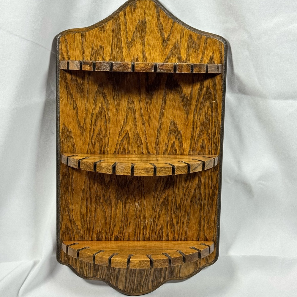 Rustic Brown Wooden Wall Souvenir Spoon Displayโ Shelf
